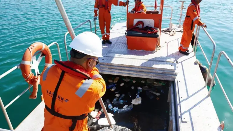 Safeen has designed a special boat which was responsible for the collection of tons of floating debris