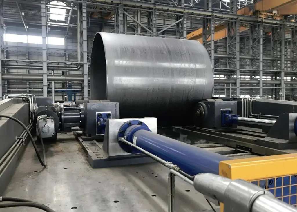 The construction and technology is very similar to the construction and production process of wind farm monopiles