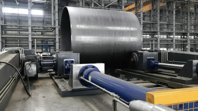 The construction and technology is very similar to the construction and production process of wind farm monopiles