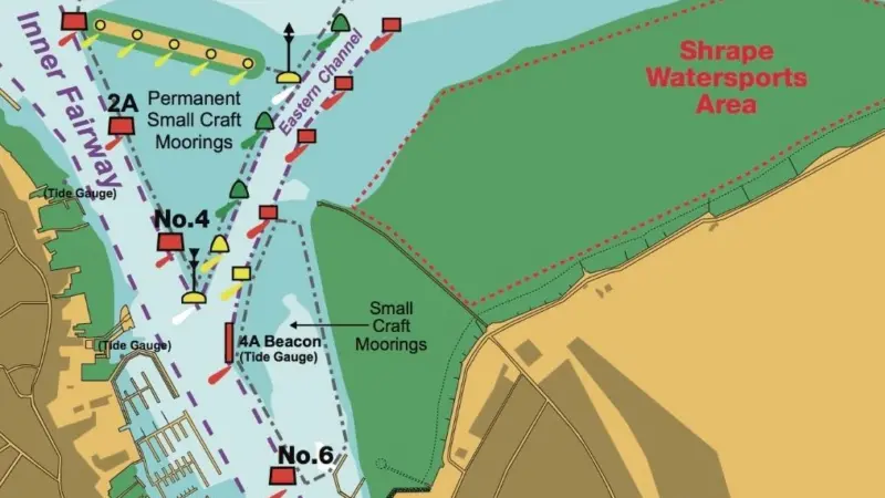 Diagram of the new, dredged all tide Eastern Channel at Cowes Harbour