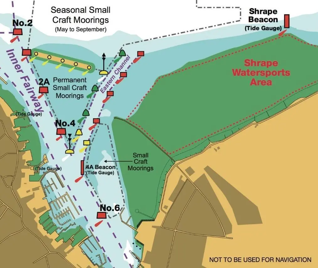 Diagram of the new, dredged all tide Eastern Channel at Cowes Harbour