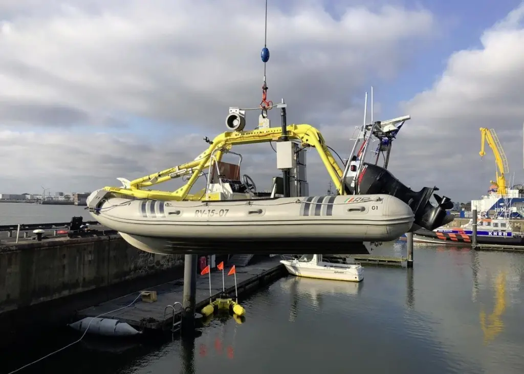 An unmanned RIB is launched with the new system
