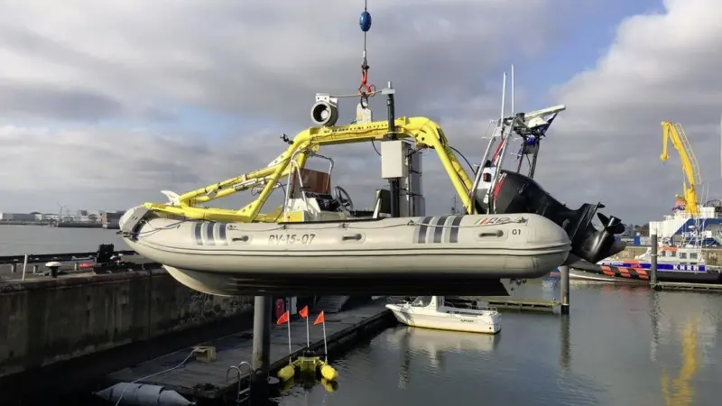 An unmanned RIB is launched with the new system