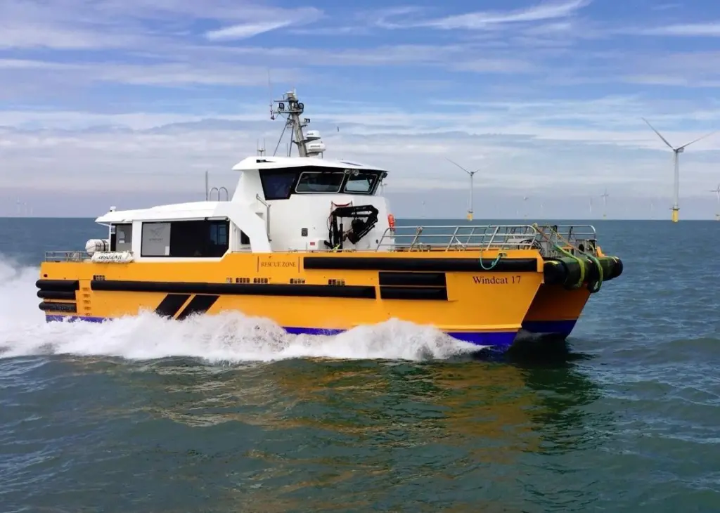 One of Windcat Workboats' existing diesel powered fleet