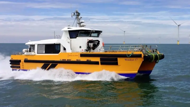 One of Windcat Workboats' existing diesel powered fleet
