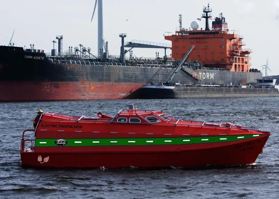 The first of the new Verhoef aluminium 32-passenger lifeboats