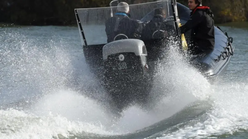 Cox Powertrain's CXO300 on test at Chichester Lakes, UK