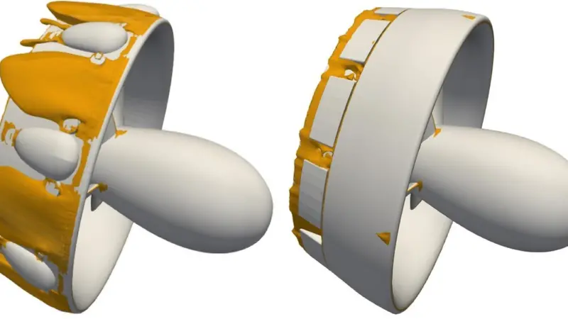 New nozzle (right) has more efficient anode positioning