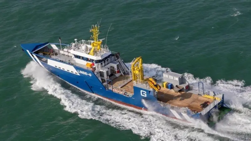 'Linde-G', a Multipurpose Guard Vessel, fitted with a Hull Vane