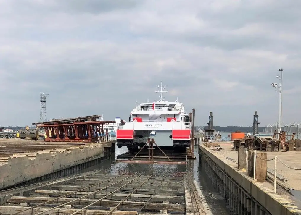Red Funnel Ferries’ Red Jet high speed catamaran at the yard