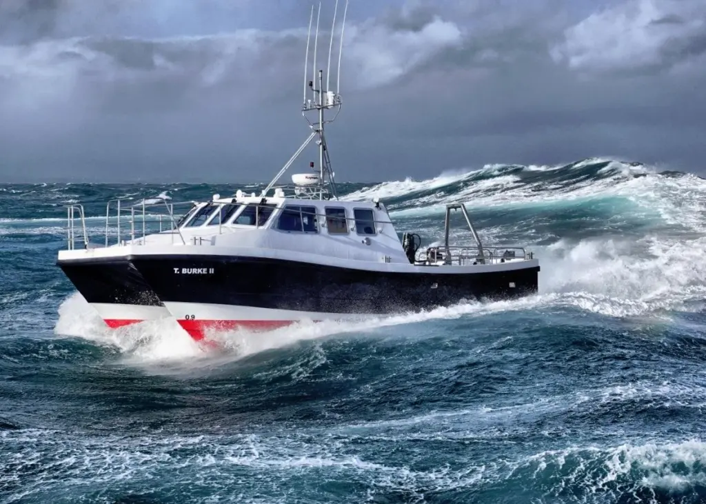 The arrangement of the vessel allows for a spacious aft deck and a large main cabin