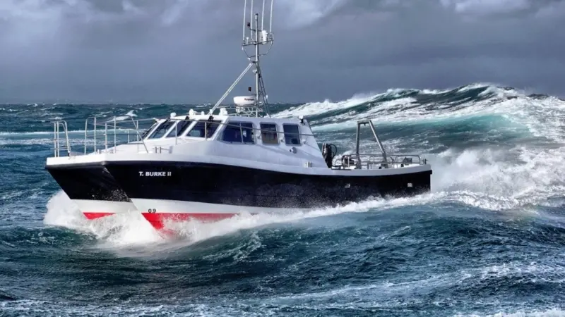 The arrangement of the vessel allows for a spacious aft deck and a large main cabin