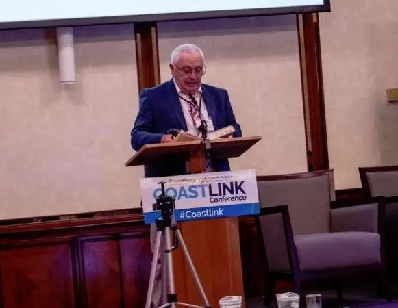 Dr. Merv Rowlinson of City University takes to the stage at Coastlink 2019