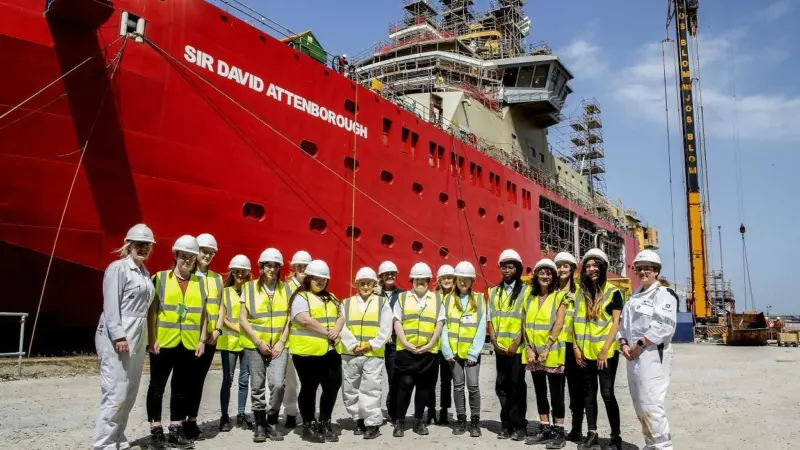 Young women from Birkenhead had the opportunity to tour the 'Sir David Attenborough' as part of International Women in Engineering Day 2019 Photo: Cammell Laird