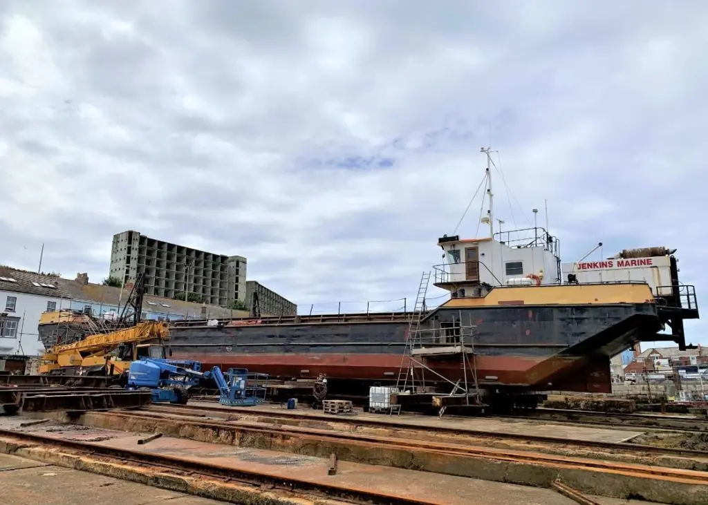 The 44.10 metre dredging vessel will be on the slipway in Portland, Dorset for 9 weeks