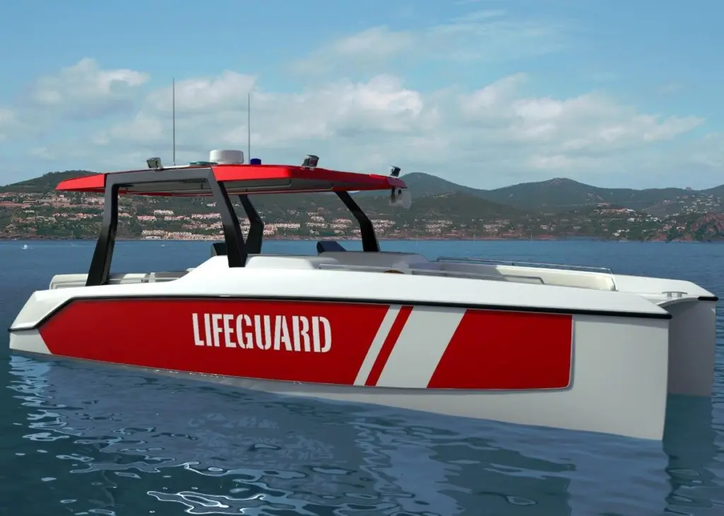 The  9.5m/31ft catamaran hull can be configured and powered in a variety of ways