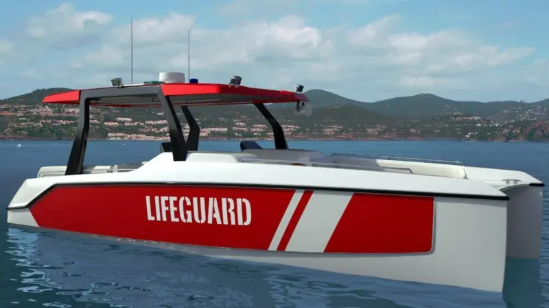 The  9.5m/31ft catamaran hull can be configured and powered in a variety of ways