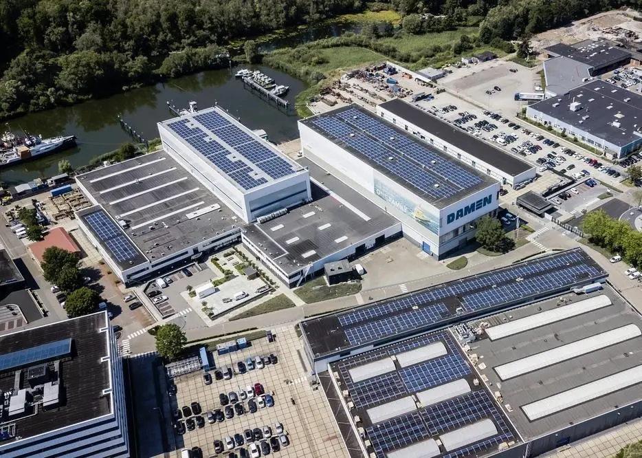 Solar panels on the roof at Damen Shipyards Gorinchem