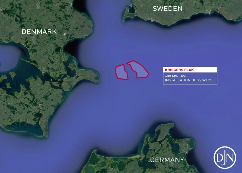 Kriegers Flak OWF is located in the Baltic Sea