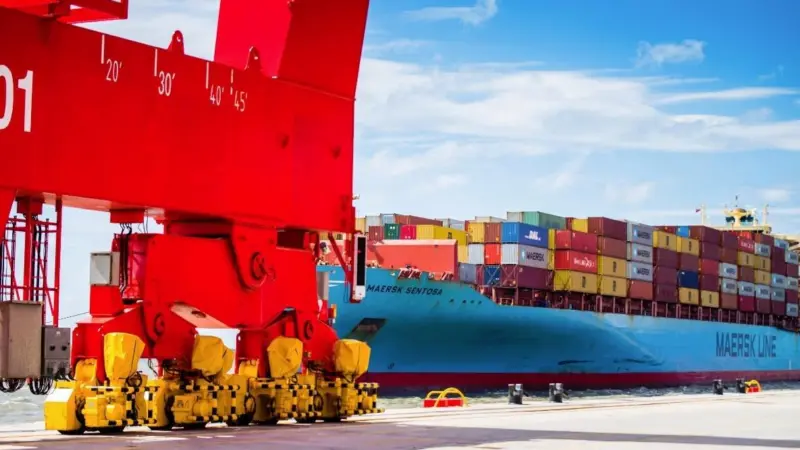 Maersk vessel docked at the Port of Liverpool