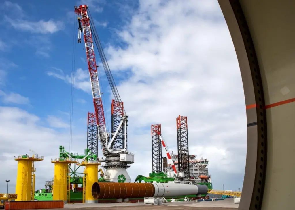 Load out of wind turbine foundations and transition pieces