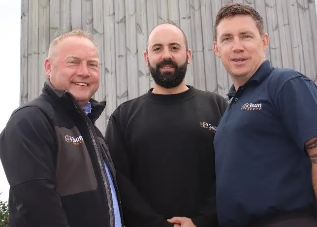 3sun CEO Graham Hacon, former REME mechanic Tom  Perry and former Marine Gary Croft (Photo: TMS Media)