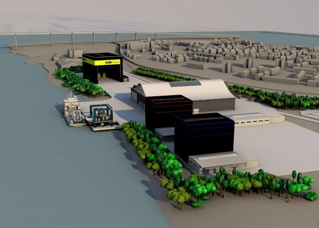 The site is land zoned for industrial use and has direct access to a deep-water channel