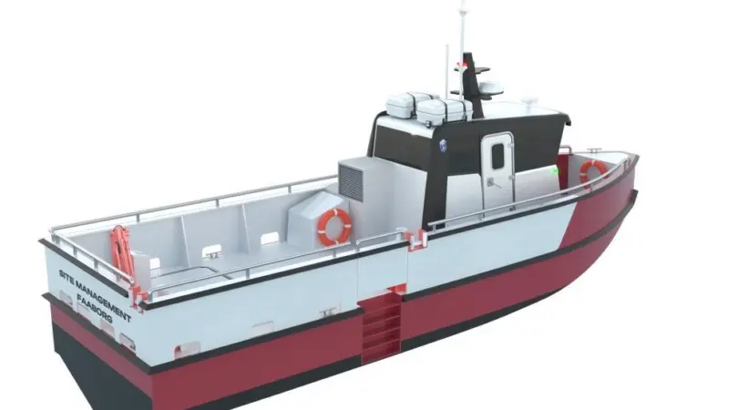 The boat's large aft deck can be configured with cranes and winches according to customers' specific wishes