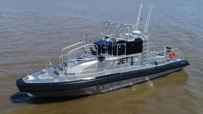 'Jet 1' and 'Jet 2' are 45-foot welded aluminium Defiant-class monohull pilothouse vessels