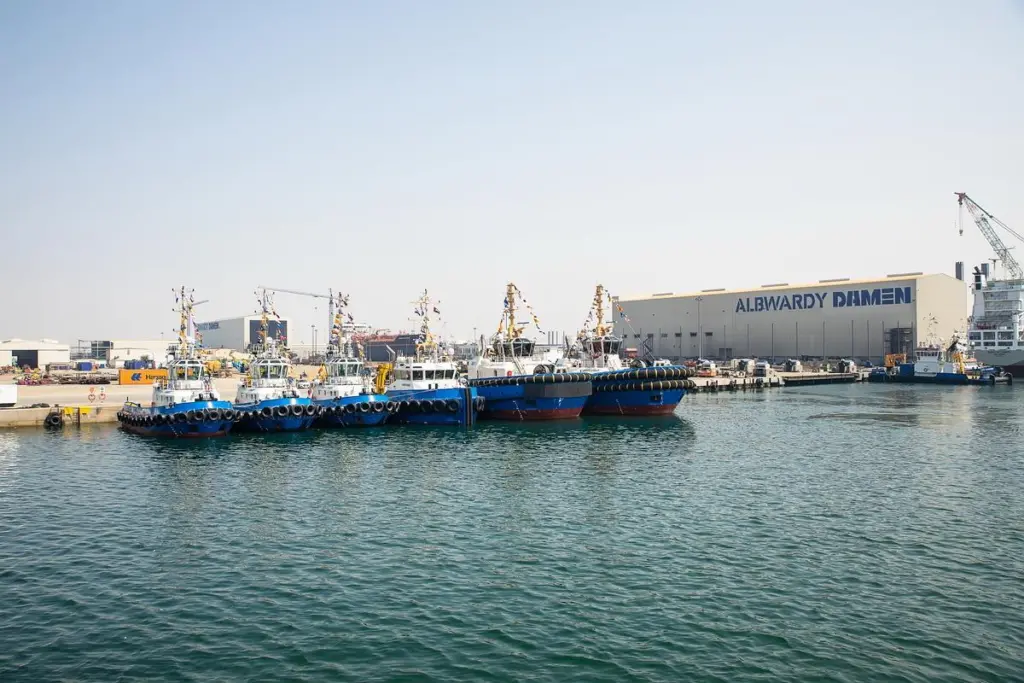 Part of the 13 vessel fleet on show at Albwardy Damen (Damen)