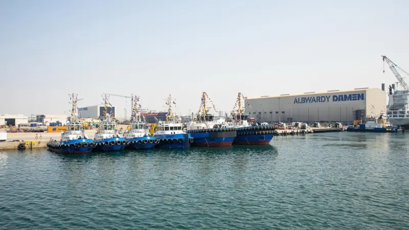 Part of the 13 vessel fleet on show at Albwardy Damen (Damen)