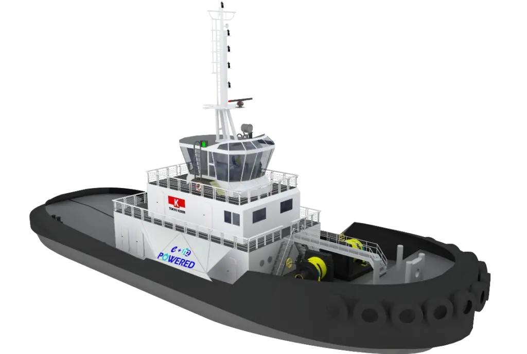 The electrically powered hydrogen cell fuel tug will provide 50tbp (Tokyo Kisen - e5 Lab)