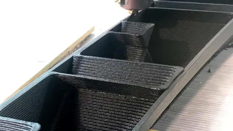 Close-up of the PET/glass fibre structure making the bridge mostly air. Photo: CEAD