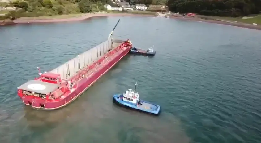 'Terra Marique' was beached to receive the refinery components (Williams Shipping)