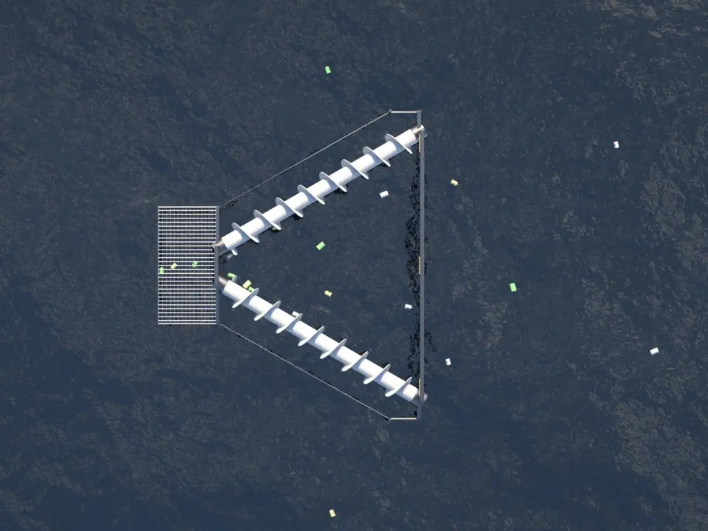 The DeltaSea design incorporates buoyancy, debris collection and even propulsion into helicoidal arms which turn like screws