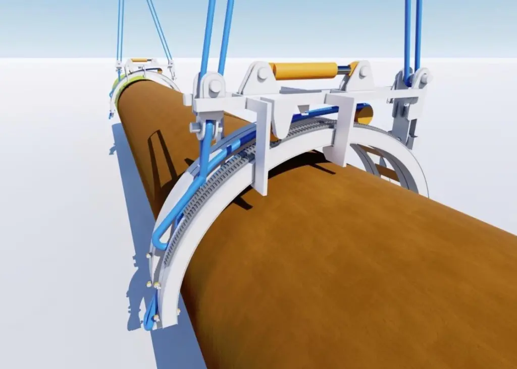 The connector is a semi-circular frame with twin lifting points