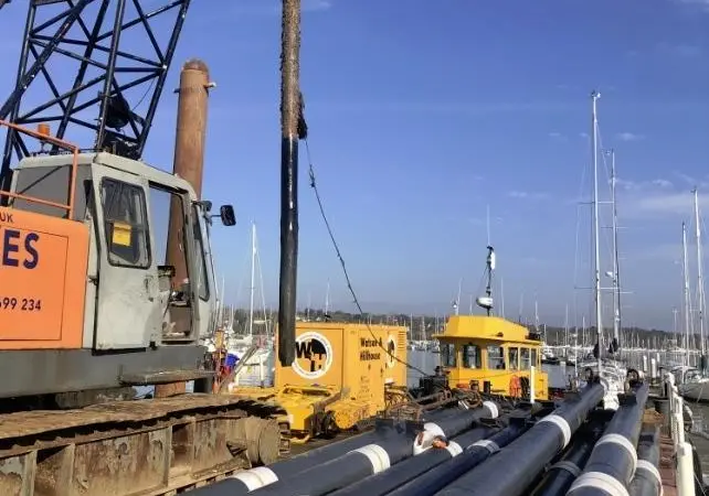Aboard Baker Trayte’s 30 x 11.2 metre marine piling barge