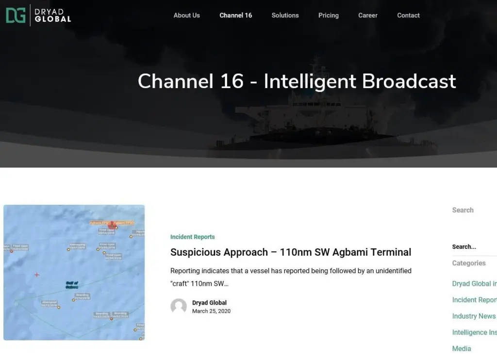 Dryad Global's Channel 16 website and associated services provide up-to-the-minute reports on evolving security threats