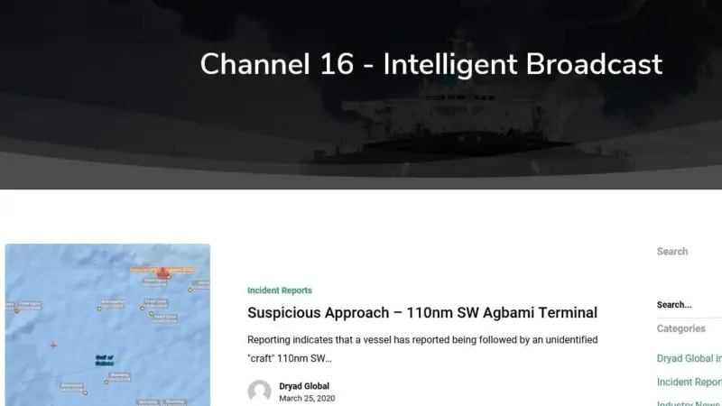 Dryad Global's Channel 16 website and associated services provide up-to-the-minute reports on evolving security threats