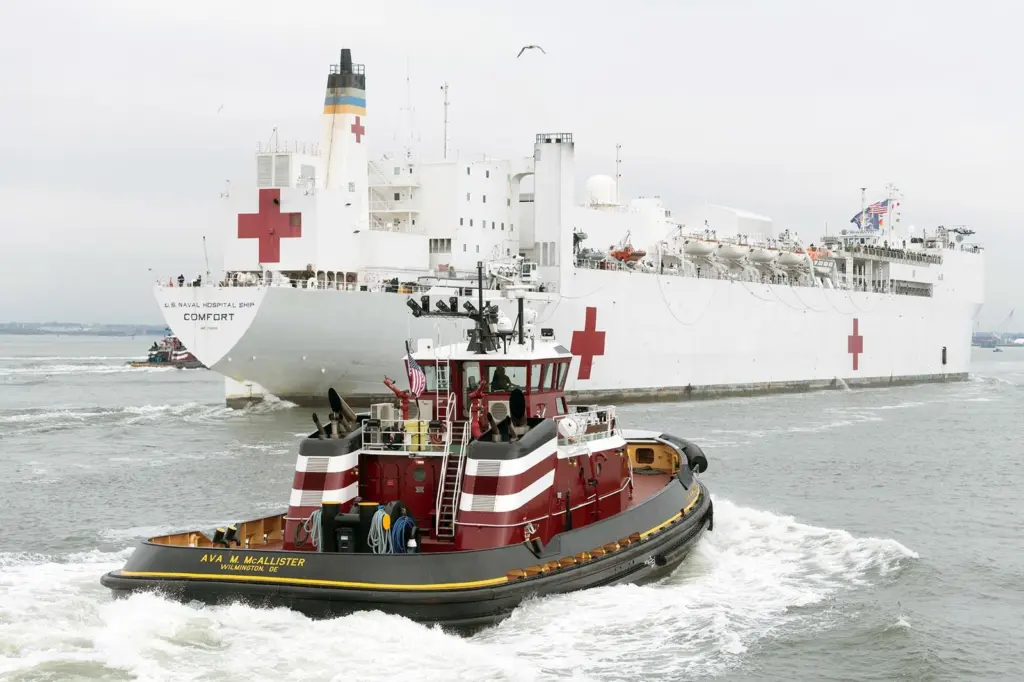 'USNS Comfort' was berthed with 21,000hp of tug assistance by McAllister Towing (McAllister Towing)