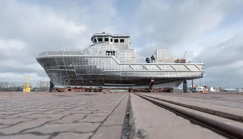 : Next boat -SK41-takes shape at Fassmer as Hamburg waits for launch (Photo DGzRS)