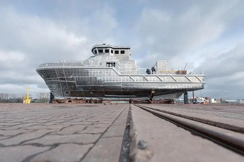 : Next boat -SK41-takes shape at Fassmer as Hamburg waits for launch (Photo DGzRS)