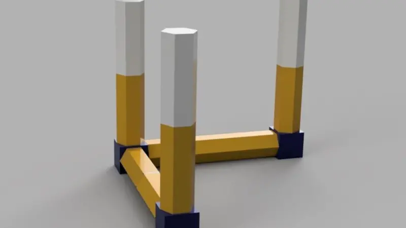 The final structure could be in a semi-submersible form with underwater buoyancy providing support for vertical above water columns