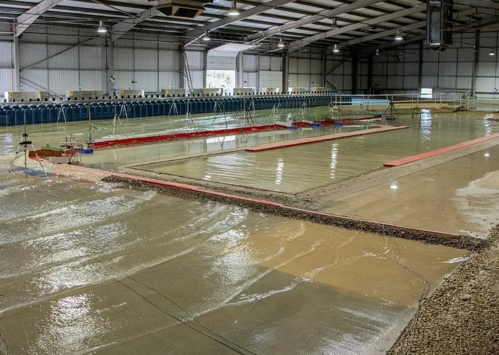 The vast San Antonio breakwater model in HR Wallingford’s laboratories