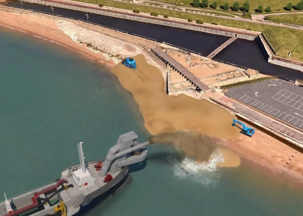 A visual of beach replenishment at Southsea
