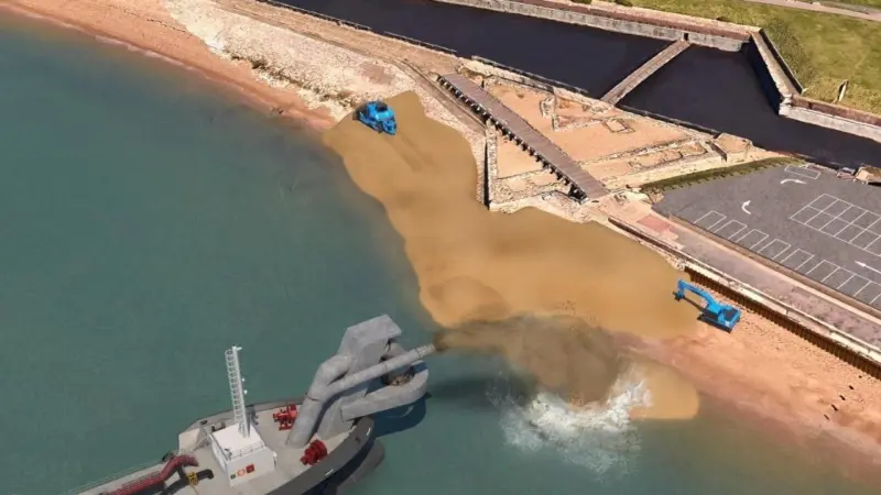 A visual of beach replenishment at Southsea