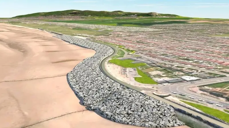Balfour Beatty will place 128,000 tonnes of rock armour in front of the existing sea defences
