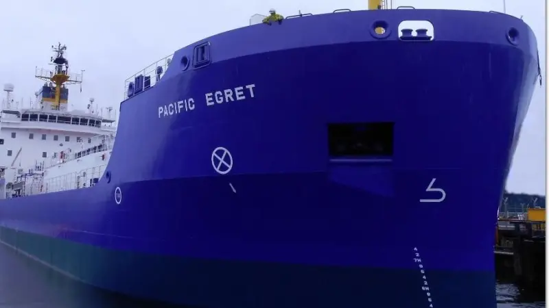 'Pacific Egret' is operated by Pacific Nuclear Transport Ltd and managed by Serco