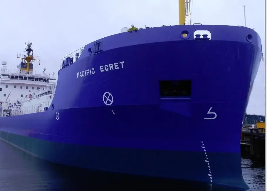 'Pacific Egret' is operated by Pacific Nuclear Transport Ltd and managed by Serco