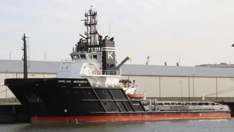 Seen here in 'civilian' livery Anglian Monarch was for several years the Dover Strait ETV (Peter Barker)